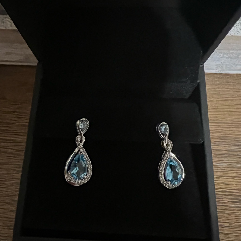 Elegant Sterling Silver and Blue Topaz Teardrop Earrings